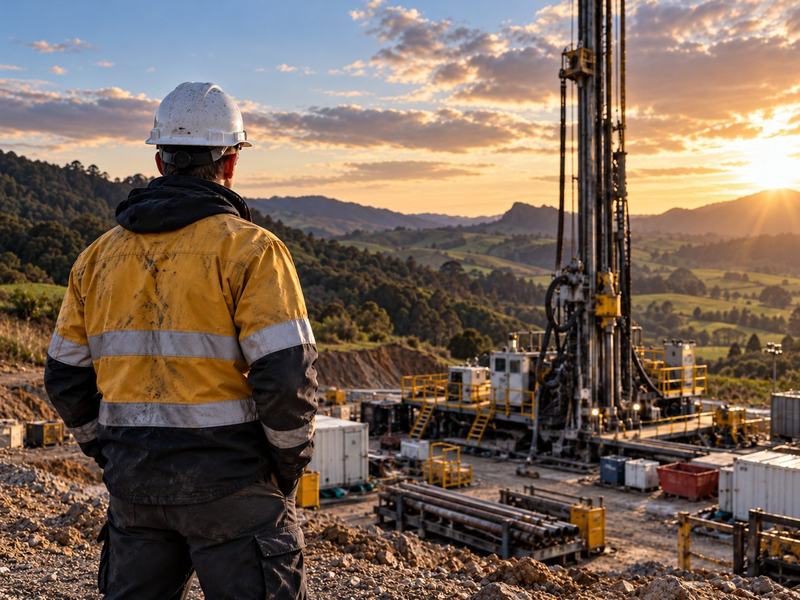 Engineer overlooking a drill site