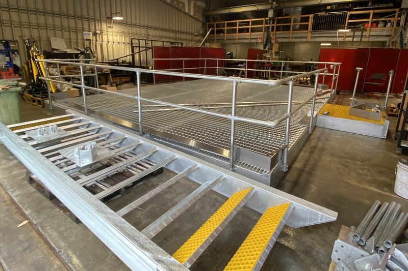 Dam drilling platform and access stair in the workshop